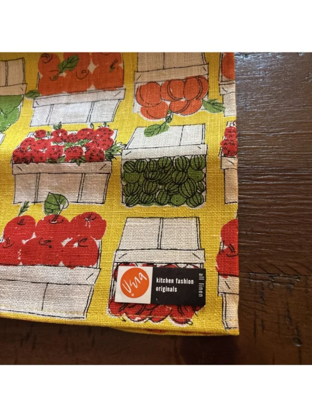 vintage vera neumann towel Kitchen Fashion All Linen Yellow Fruit NOS